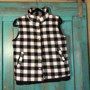 Black and white buffalo plaid vest